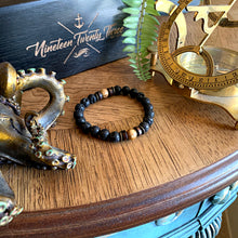 Load image into Gallery viewer, Bokeelia // Black Lava & Natural Wood Bead Bracelet