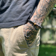 Load image into Gallery viewer, Bokeelia // Black Lava & Natural Wood Bead Bracelet