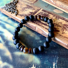 Load image into Gallery viewer, Bokeelia // Black Wood & Amber Bead Bracelet