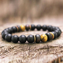 Load image into Gallery viewer, Bokeelia // Black Wood & Amber Bead Bracelet