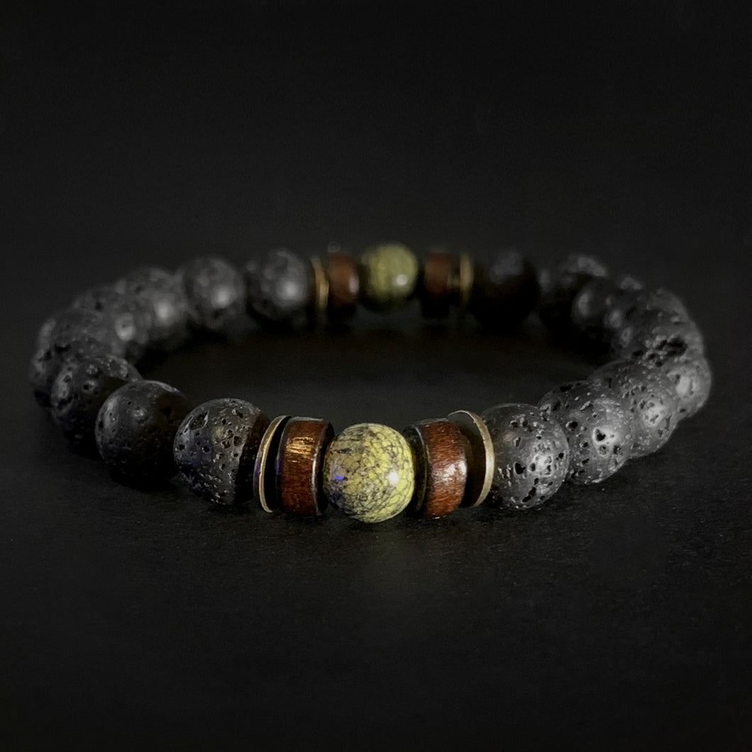 Bokeelia // Black Lava & Seagrass Bead Bracelet