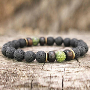 Bokeelia // Black Lava & Seagrass Bead Bracelet