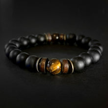 Load image into Gallery viewer, Bokeelia // Black Wood &amp; Amber Bead Bracelet
