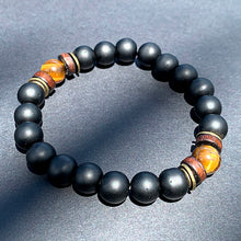 Load image into Gallery viewer, Bokeelia // Black Wood &amp; Amber Bead Bracelet
