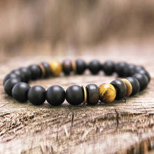 Load image into Gallery viewer, Bokeelia // Black Wood &amp; Amber Bead Bracelet
